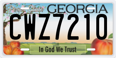 GA license plate CWZ7210