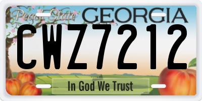 GA license plate CWZ7212