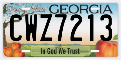 GA license plate CWZ7213