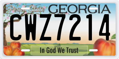 GA license plate CWZ7214