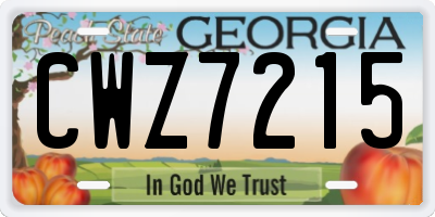 GA license plate CWZ7215