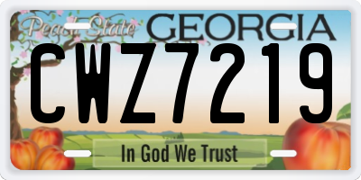 GA license plate CWZ7219