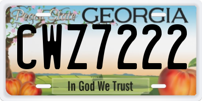 GA license plate CWZ7222