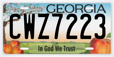 GA license plate CWZ7223