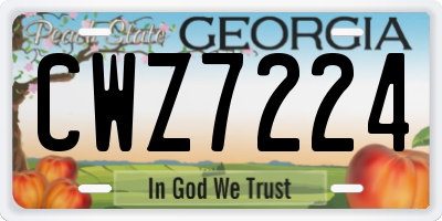 GA license plate CWZ7224