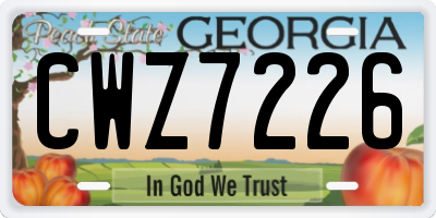 GA license plate CWZ7226