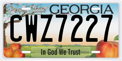 GA license plate CWZ7227