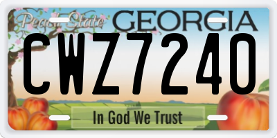 GA license plate CWZ7240