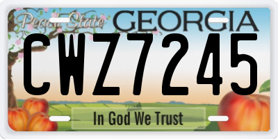 GA license plate CWZ7245