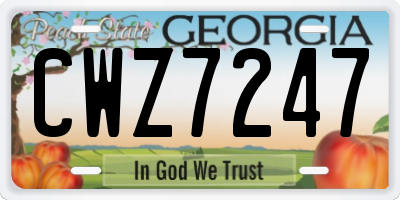 GA license plate CWZ7247