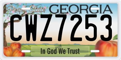 GA license plate CWZ7253