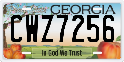 GA license plate CWZ7256