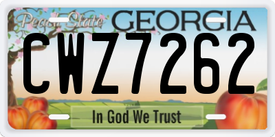 GA license plate CWZ7262