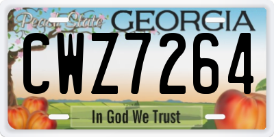 GA license plate CWZ7264