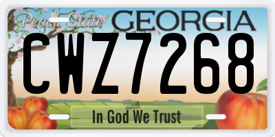 GA license plate CWZ7268
