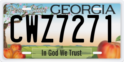 GA license plate CWZ7271