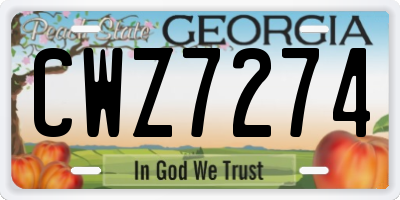 GA license plate CWZ7274