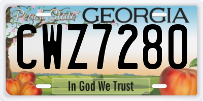 GA license plate CWZ7280