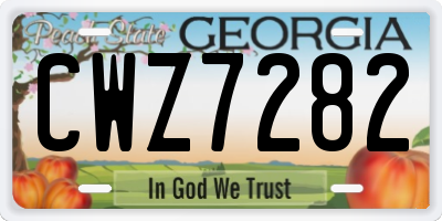GA license plate CWZ7282