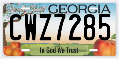 GA license plate CWZ7285