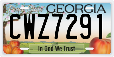 GA license plate CWZ7291