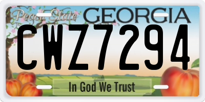 GA license plate CWZ7294