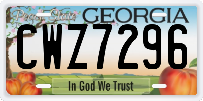 GA license plate CWZ7296