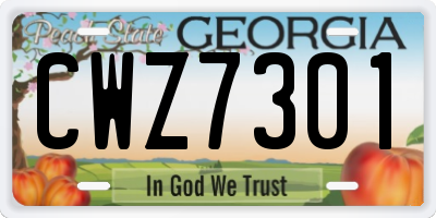 GA license plate CWZ7301