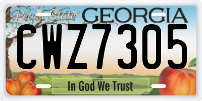 GA license plate CWZ7305