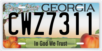 GA license plate CWZ7311