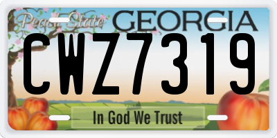 GA license plate CWZ7319