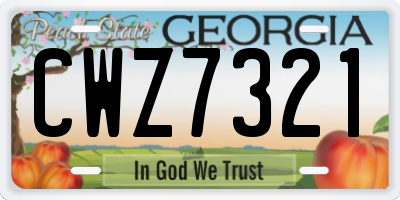 GA license plate CWZ7321