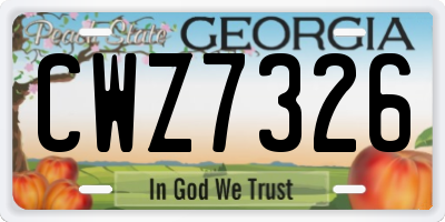 GA license plate CWZ7326