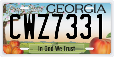 GA license plate CWZ7331