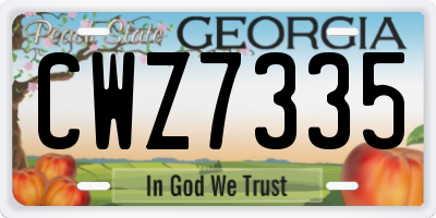 GA license plate CWZ7335