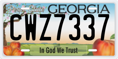 GA license plate CWZ7337