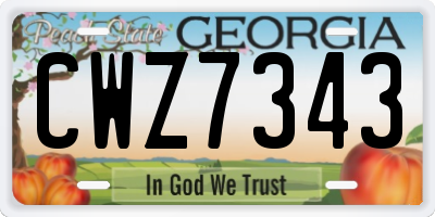 GA license plate CWZ7343