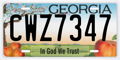 GA license plate CWZ7347