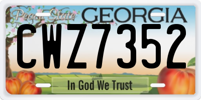 GA license plate CWZ7352