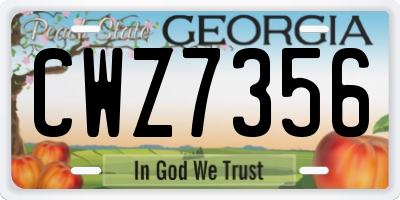 GA license plate CWZ7356