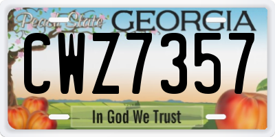 GA license plate CWZ7357