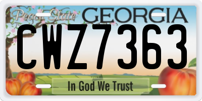 GA license plate CWZ7363