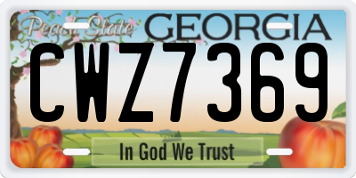 GA license plate CWZ7369