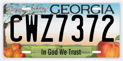 GA license plate CWZ7372