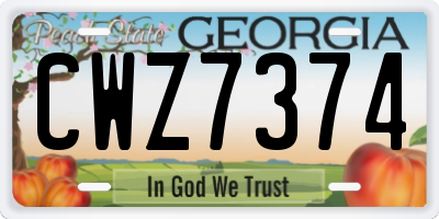 GA license plate CWZ7374