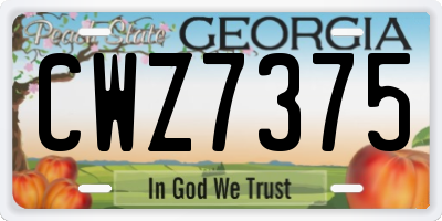 GA license plate CWZ7375