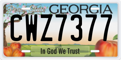 GA license plate CWZ7377