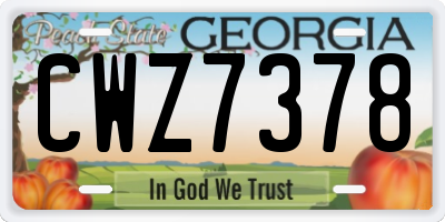GA license plate CWZ7378