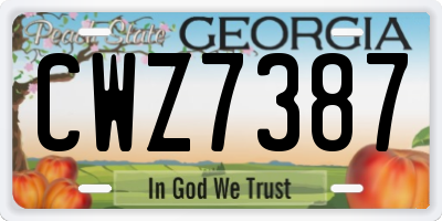 GA license plate CWZ7387