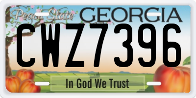 GA license plate CWZ7396